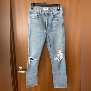 Agolde Riley Distressed Straight Leg Jeans